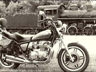 train and motorcycle