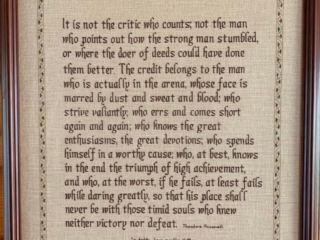 Theodore Rosevelt needlepoint quote Rosevelt needlepoint