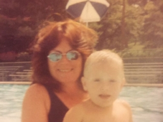 mom and baby in pool