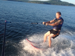 man skiing