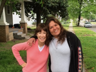 Two women hugging
